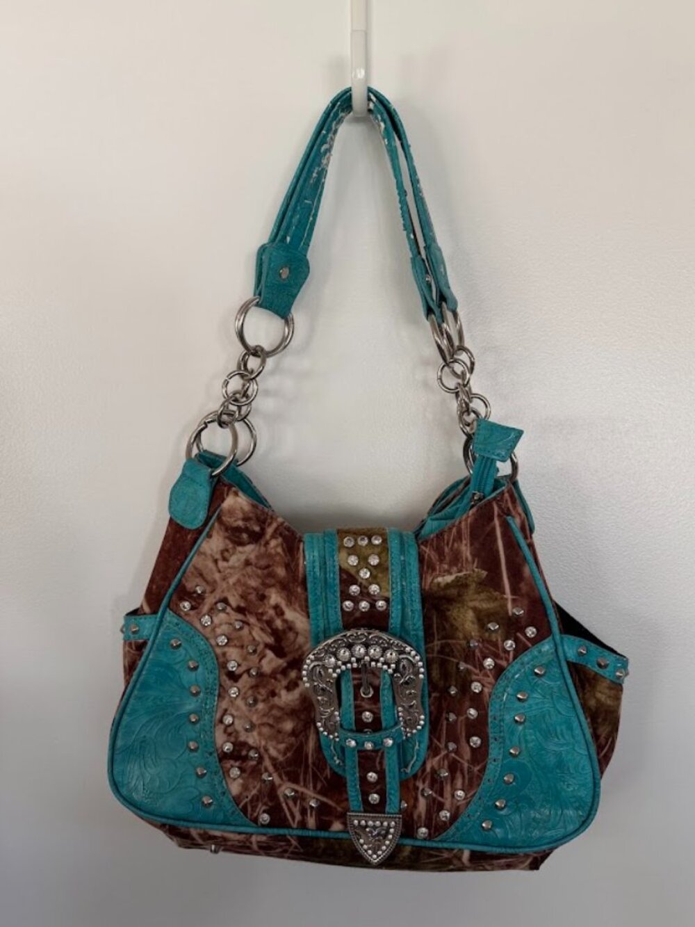 Y2K Western Rhinestone Camo Print Handbag